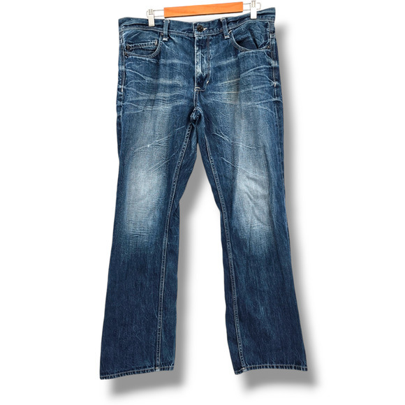 Helix Men's Distressed Slim Boot Jeans Dark Wash‎ Size 34x32 - Picture 1 of 16